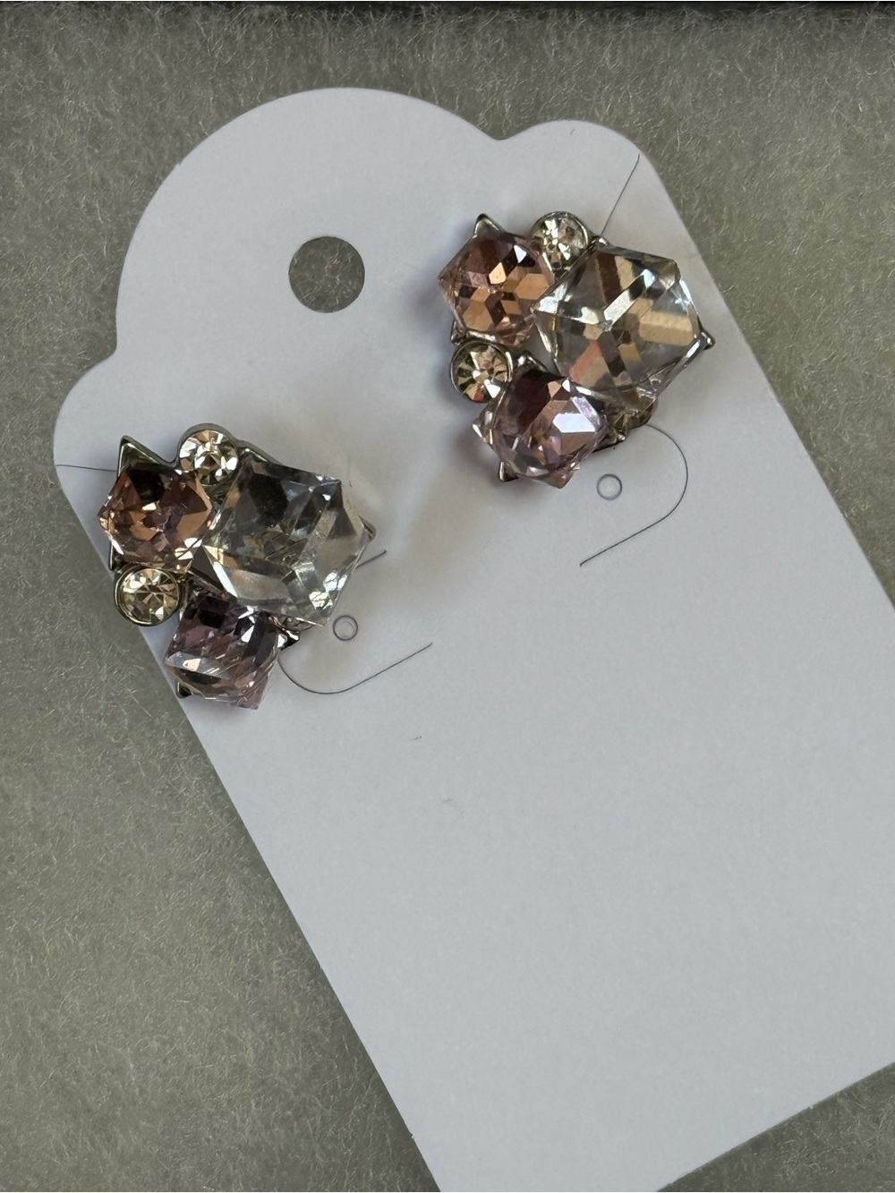 Charming Charlie Pink and Clear Crystal Cluster Stud Earrings - Picture 3 of 3